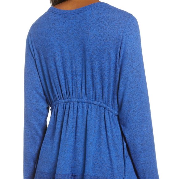 CASLON Blue Long Sleeve Peplum Top Size XS – Soft Knit Adjustable Waist blouse - Picture 2 of 13